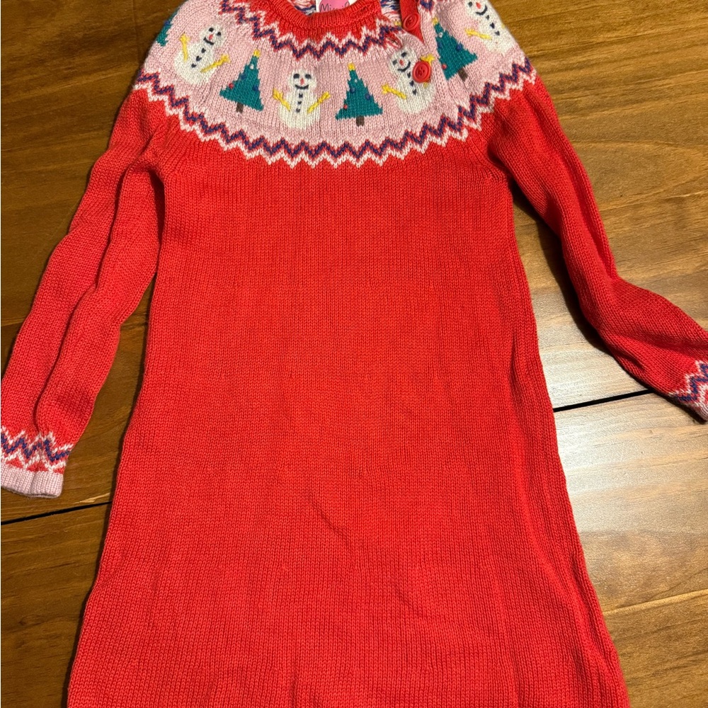 Mini Boden Red and Green Festive Knit Sweater